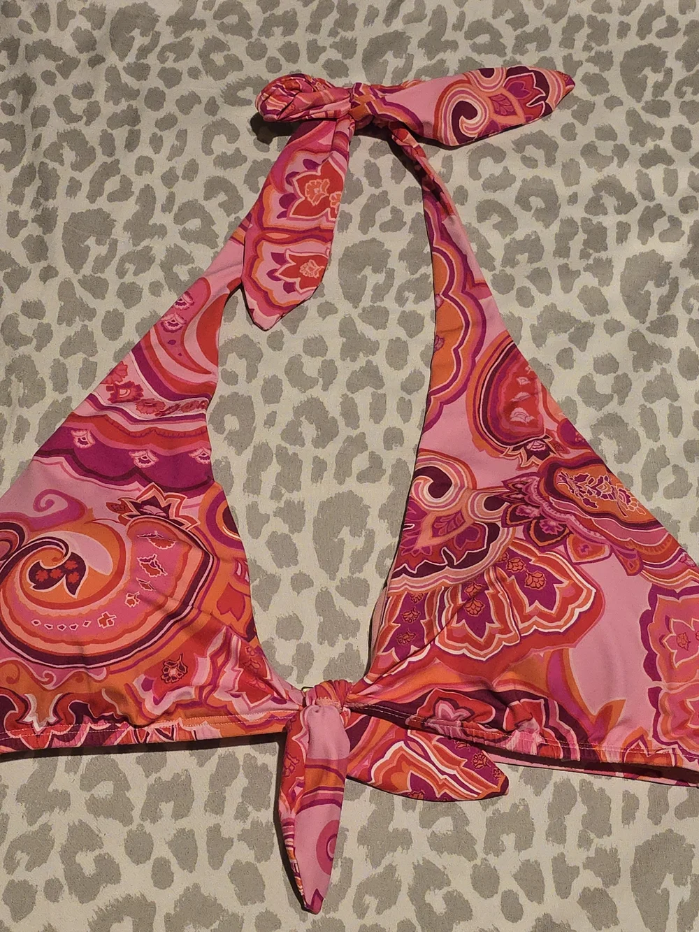 Lauren Ralph Lauren Pink & Coral Paisley Halter Bikini